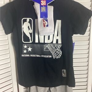 NBA Kids Black and White Graphic Tee and short set